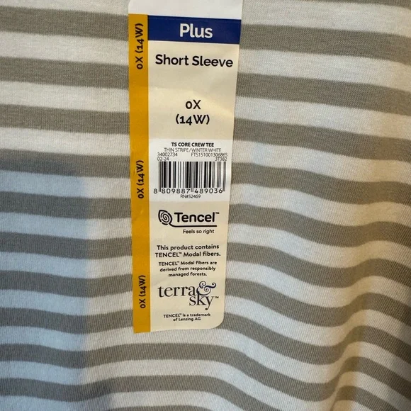 NWT NEUTRAL White and Tan Short Sleeve Tee SIZE: 14 #P - Picture 5 of 7